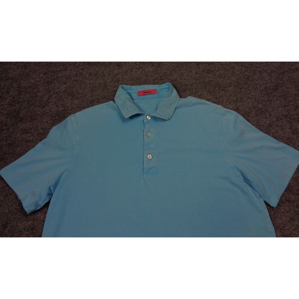 Drumohr Polo Shirt Mens M Blue Pique Knit Cotton Short Sleeve - Picture 2 of 11